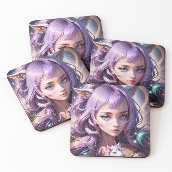 Item preview, Cat ears Girl with baby Unicorn designed and sold by Shiwwa.