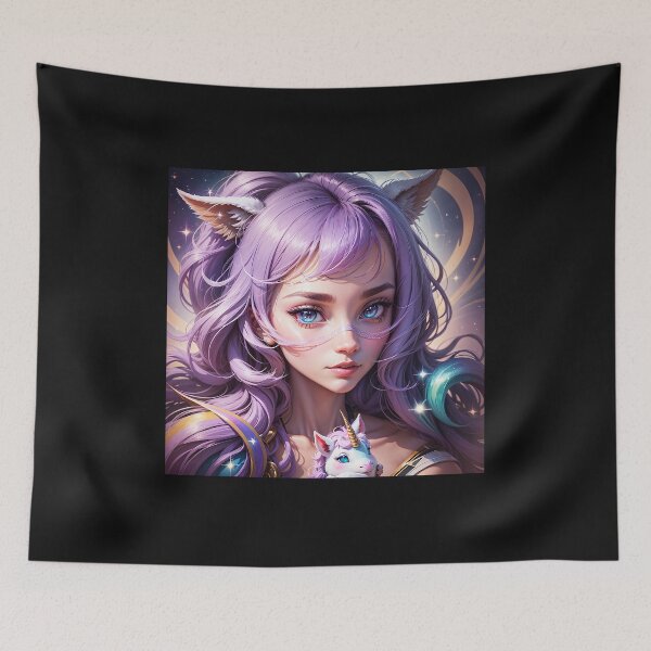 Item preview, Cat ears Girl with baby Unicorn designed and sold by Shiwwa.