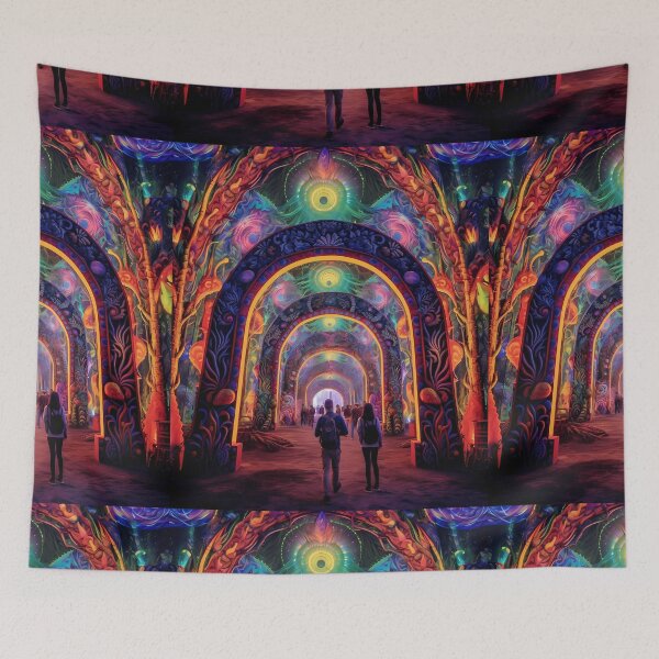 Item preview, Cosmic Dreamscape Psychedelic Tapestry - Vibrant Boho Wall Art designed and sold by TileTango.