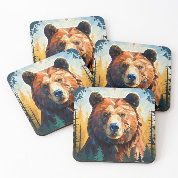Item preview, geometric grizzly in the wilderness designed and sold by timberwolf250.