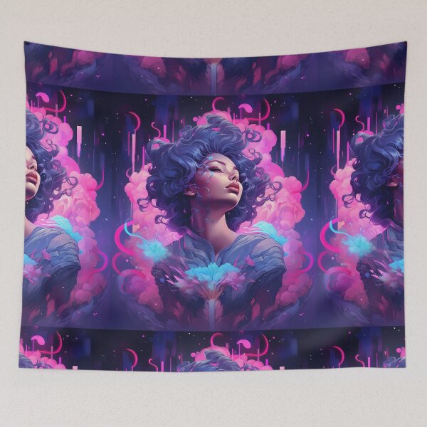 Artikelvorschau, Kosmische Traumlandschaft Psychedelischer Wandteppich – Lebendige Boho-Wandkunst entworfen und verkauft von TileTango.