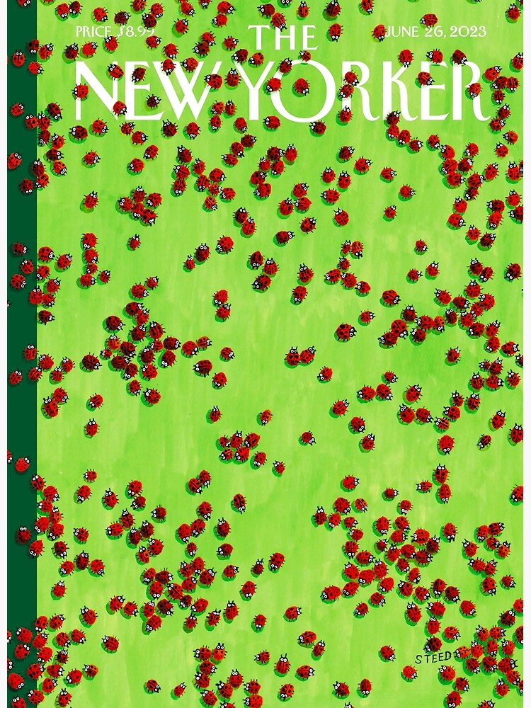 Thumbnail 4 of 4, Metal Print, The New Yorker Magazine Cover, "A Loveliness of Ladybugs" by Edward Steed, June 26, 2023 designed and sold by Calypso60.