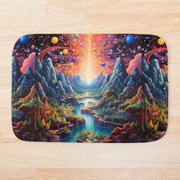 Artikelvorschau, Kosmische Traumlandschaft Psychedelischer Wandteppich – Lebendige Boho-Wandkunst entworfen und verkauft von TileTango.