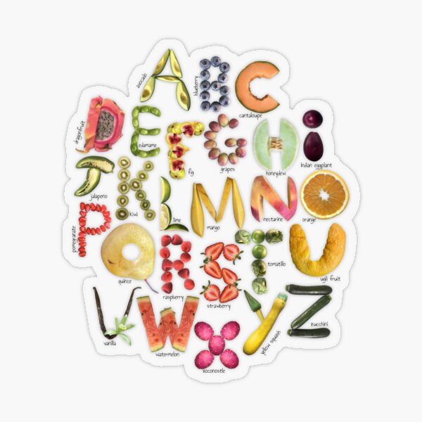 ABC Alphabet Sticker, Letter Sticker, 'Fruity Parade