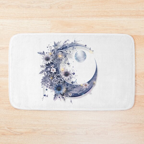 Item preview, Enchanting Grey Floral Moon Motif Illustration, Celestial Magic designed and sold by ShreyaaArts.