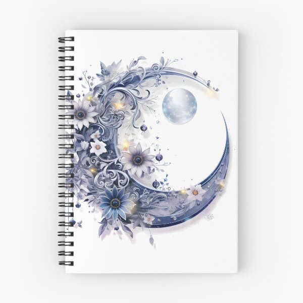 Item preview, Enchanting Grey Floral Moon Motif Illustration, Celestial Magic designed and sold by ShreyaaArts.