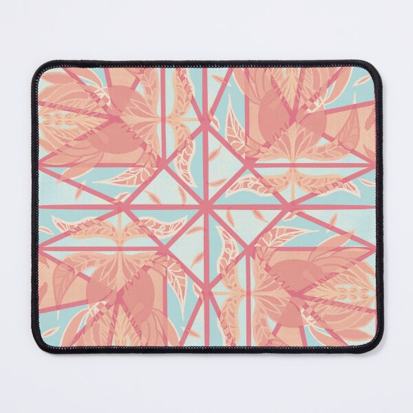 Item preview, Vintage Peach Stained Glass Floral Geometry designed and sold by radiosilenceD.