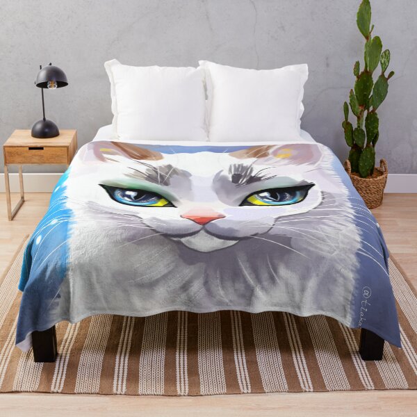 Item preview, White Ukrainian cat with big yellow-blue eyes designed and sold by TiaKawa.