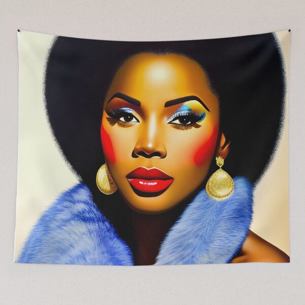 Item preview, Black woman with blue scarf designed and sold by melaninblack.