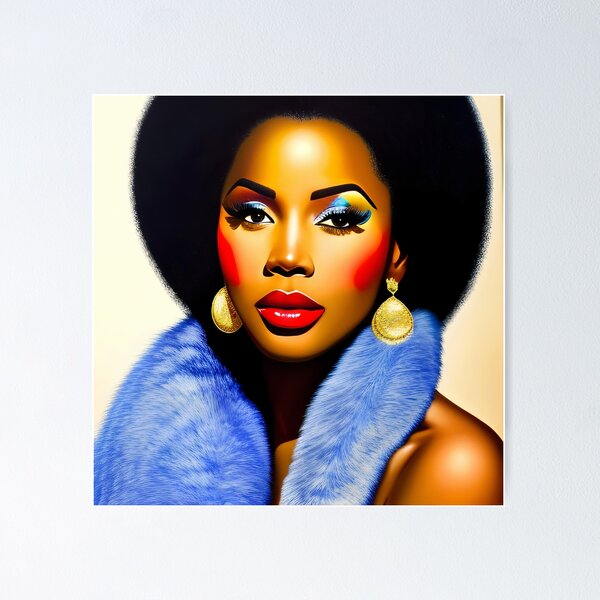Item preview, Black woman with blue scarf designed and sold by melaninblack.