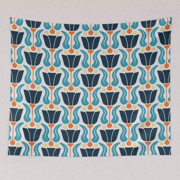 Item preview, KF 0057 D - Retro Vintage Tulip Flower Minimalist 70s Modern Geometric Floral Pattern designed and sold by KhakiFinch.