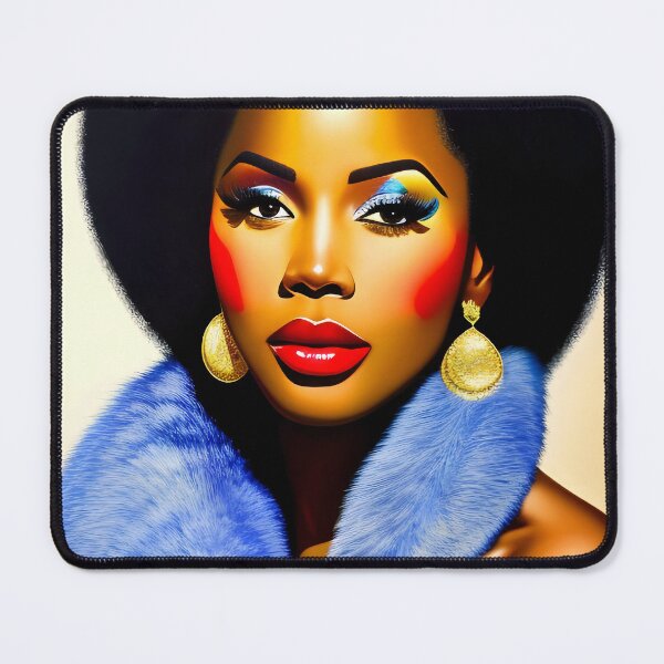 Item preview, Black woman with blue scarf designed and sold by melaninblack.