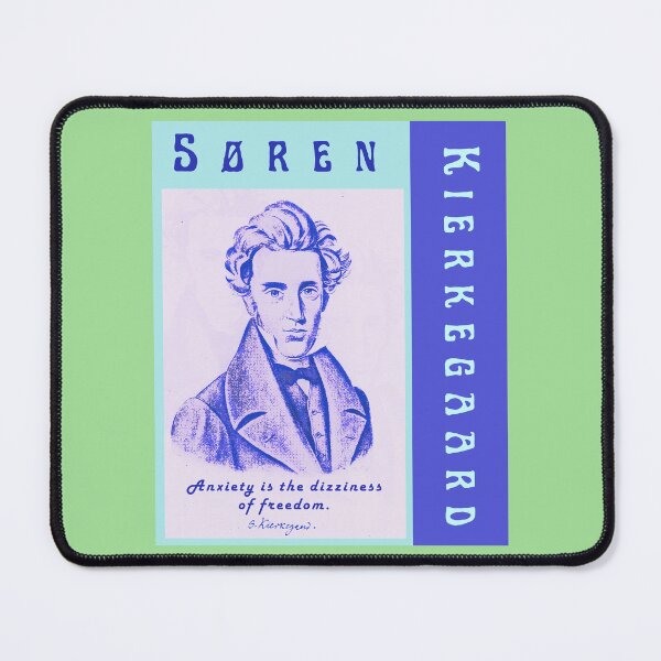 Item preview, Søren Kierkegaard portrait and quote: Anxiety Is the Dizziness of Freedom designed and sold by artbleed.