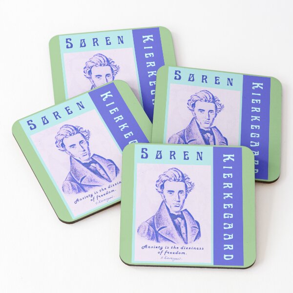 Item preview, Søren Kierkegaard portrait and quote: Anxiety Is the Dizziness of Freedom designed and sold by artbleed.
