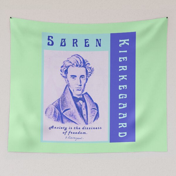 Item preview, Søren Kierkegaard portrait and quote: Anxiety Is the Dizziness of Freedom designed and sold by artbleed.