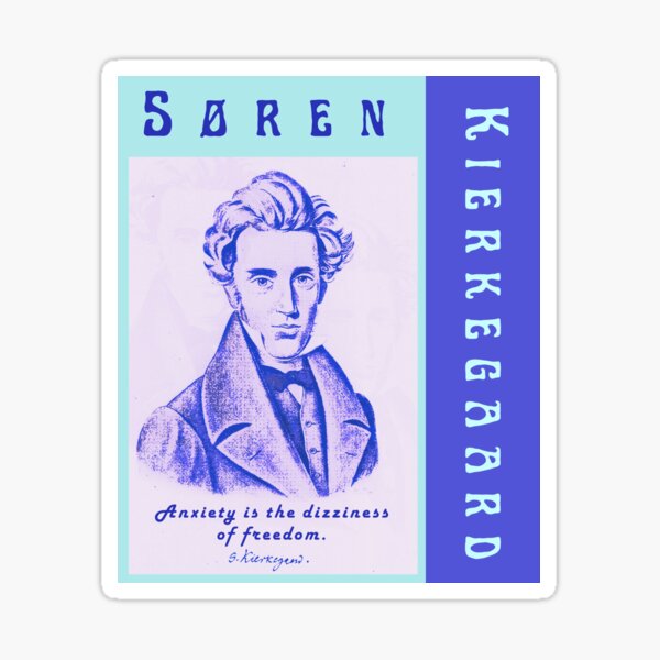 Item preview, Søren Kierkegaard portrait and quote: Anxiety Is the Dizziness of Freedom designed and sold by artbleed.