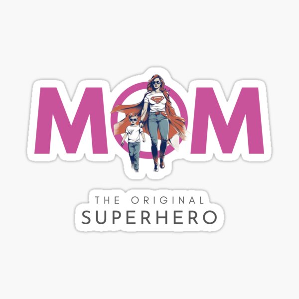 Super MOM Cartoon Character, Mother's Day Gift Sticker
