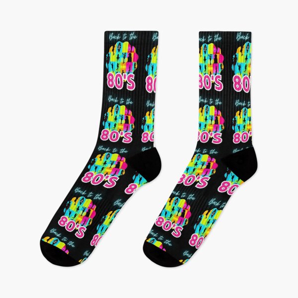 Item preview, Neon Back to the 80s Slogan with Bright Bold Retro Silhoettes Grid designed and sold by Celebration Printables.