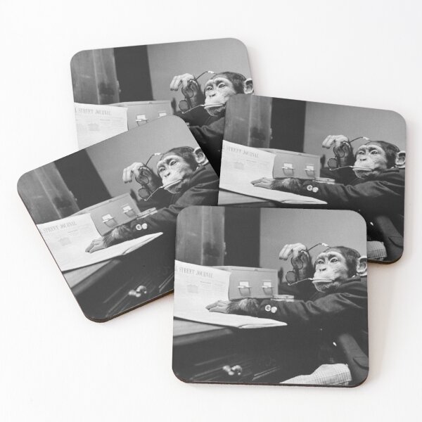 Item preview, Monkey Businessman Reading the Newspaper, sitting at a desk. designed and sold by ScienceSource.