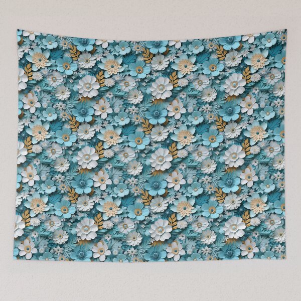 Aperçu de l'œuvre Fleurs turquoises créée et vendue par The-Patterns.