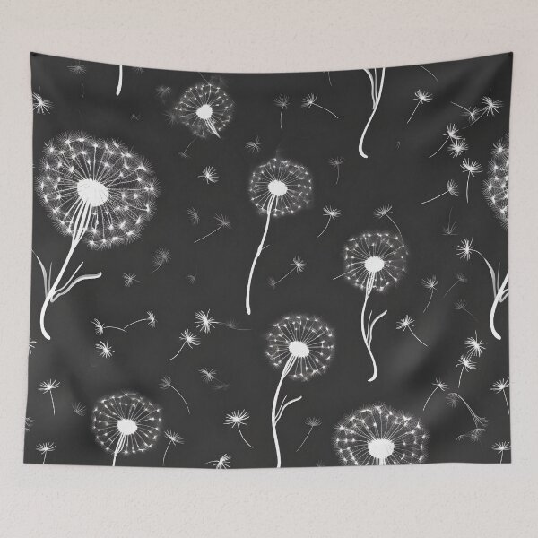 Item preview, Pattern - Black and White Dandelions designed and sold by Stacey Hallock.