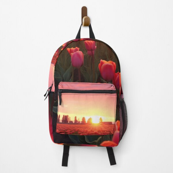 Item preview, Majestic Red Tulip Farm at Sunset | Captivating Nature Artwork designed and sold by MetroEnvision.