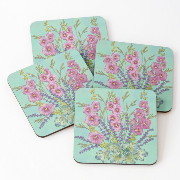 Item preview, Hollyhocks Inky Watercolour designed and sold by lottibrown.