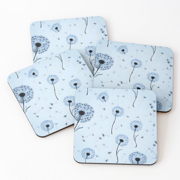 Item preview, Pattern - Black and Blue Dandelions designed and sold by Stacey Hallock.