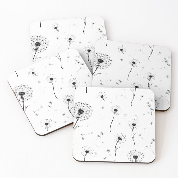Item preview, Pattern - White and Black Dandelions designed and sold by Stacey Hallock.