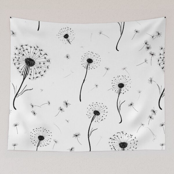 Item preview, Pattern - White and Black Dandelions designed and sold by Stacey Hallock.