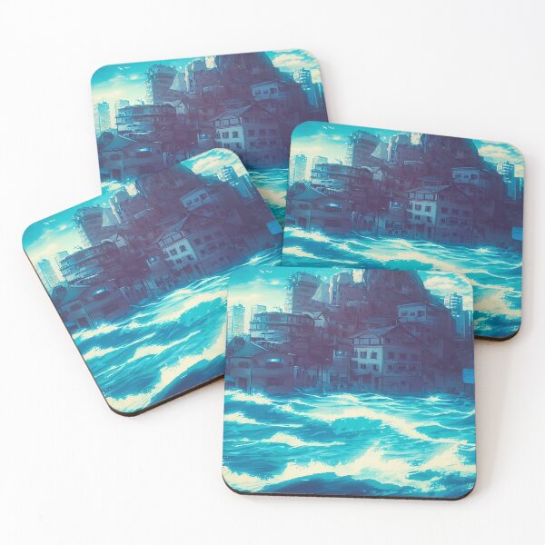 Item preview, Scenic Styles Deluge of Desolation: A Surreal Anime Cityscape Engulfed by Devastating Floodwaters designed and sold by ScenicStyles.