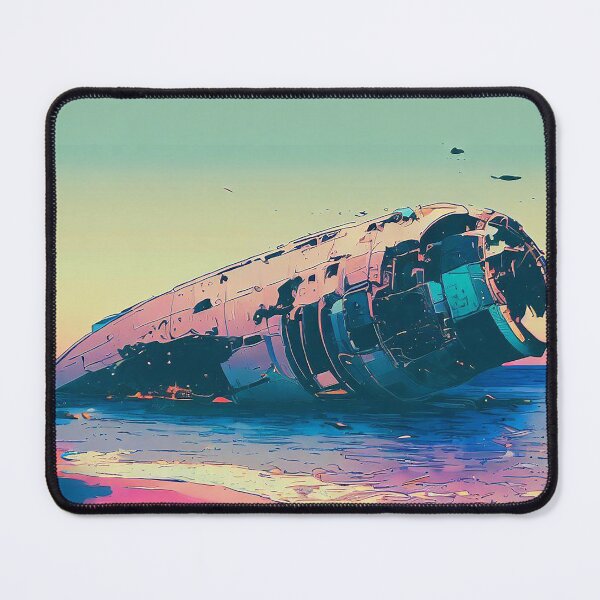 Item preview, Scenic Styles Stranded Amongst the Tides: Anime Sunset and the Enigmatic Wreckage of a Spacecraft on the Beach designed and sold by ScenicStyles.