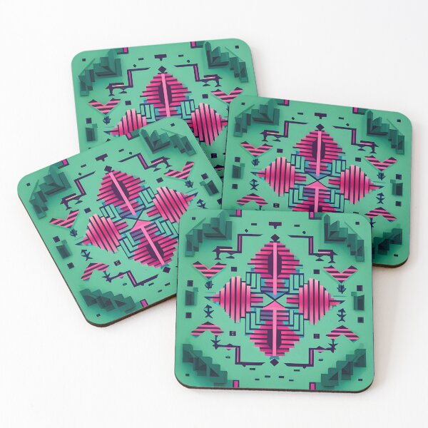 Item preview, Green and Pink Mexican Inspired Geometric designed and sold by Gingezel.