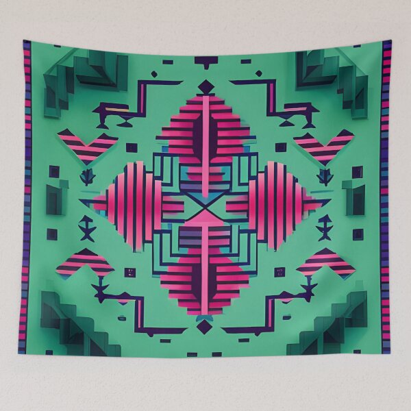 Item preview, Green and Pink Mexican Inspired Geometric designed and sold by Gingezel.