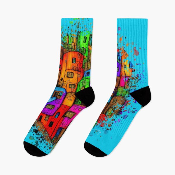 Item preview, Many Colorful Houses, Red, Green, Violet, Orange, Blue designed and sold by Oleg Viktorovic Pitkovskiy.