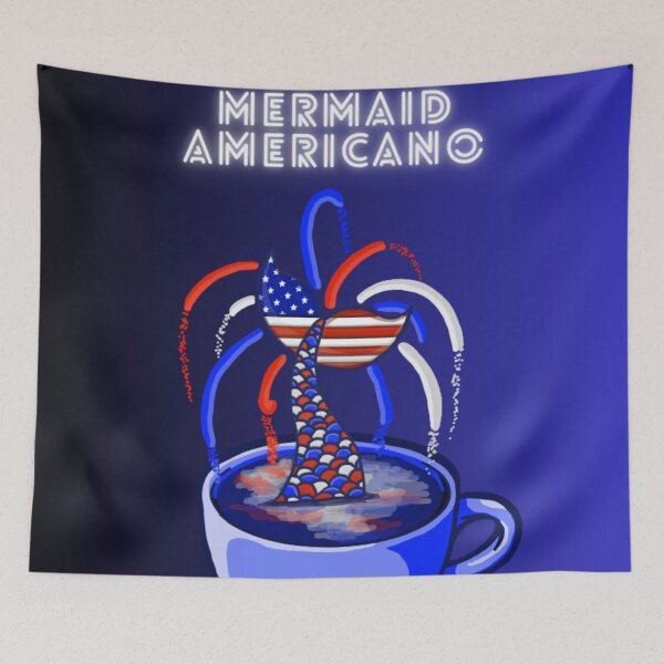 Item preview, Mermaid Americano (Black and Blue) designed and sold by octopuscafe.