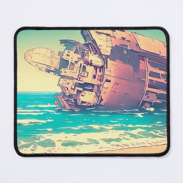 Item preview, Scenic Styles Twilight's Relic: An Anime-inspired Saga Unfolds as a Crashed Spaceship Meets Ocean's Embrace designed and sold by ScenicStyles.