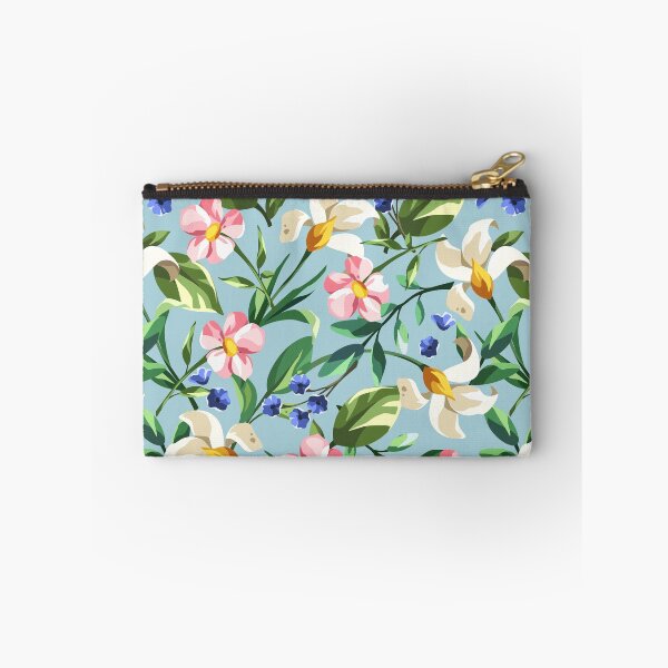 Item preview, Floral pattern with colorful flowers on blue designed and sold by Naddya.