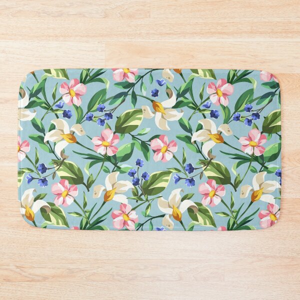 Item preview, Floral pattern with colorful flowers on blue designed and sold by Naddya.
