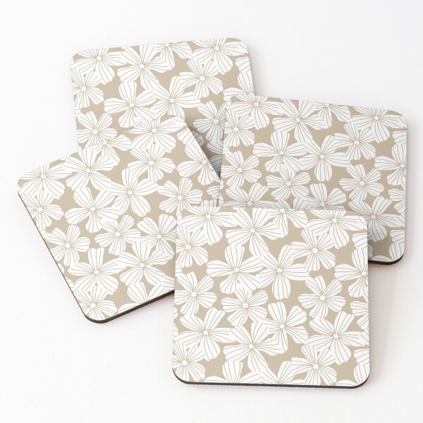Item preview, Blooming Flower Blossoms Pattern (white/tan) designed and sold by Design Minds Boutique.