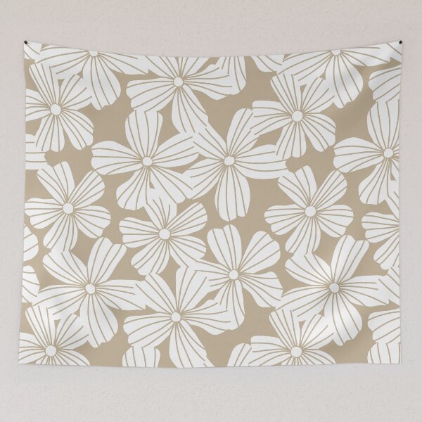 Item preview, Blooming Flower Blossoms Pattern (white/tan) designed and sold by Design Minds Boutique.