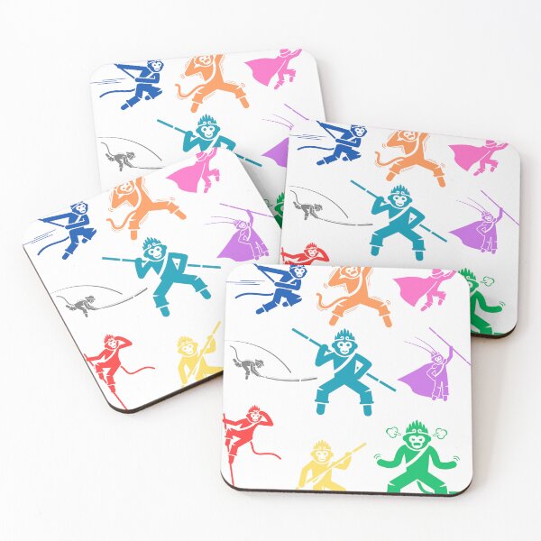 Item preview, Monkey Ninja - funny pattern of a monkey showing Ninja fight with a stick- colorful pattern designed and sold by Patternrealm.