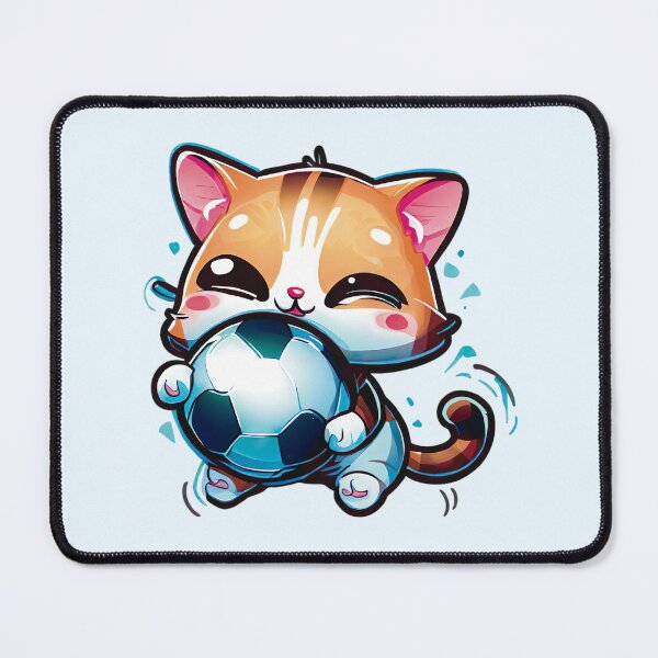 Item preview, Cute Kawaii Cat Holding a Soccer Ball designed and sold by Numero14.