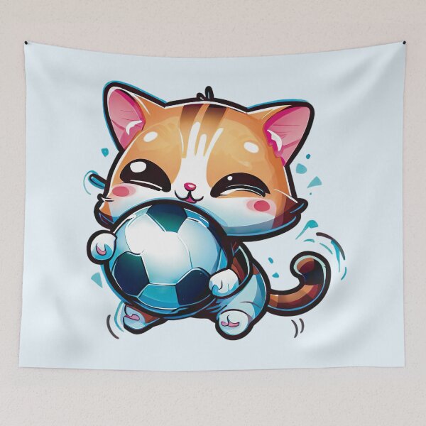 Item preview, Cute Kawaii Cat Holding a Soccer Ball designed and sold by Numero14.