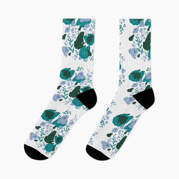 Item preview, Ultra-Steady Green and Blue Frogs on Lily Pads with Water Lilies Pattern for a Calming and Serene Feel designed and sold by maddydoodlesoup.