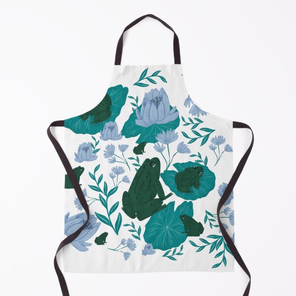 Aperçu de l'œuvre Ultra-Steady Green and Blue Frogs on Lily Pads with Water Lilies Pattern for a Calming and Serene Feel créée et vendue par maddydoodlesoup.