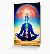In Meditation - Red Moon Greeting Card