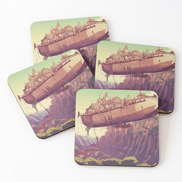 Item preview, Scenic Styles Elevated Horizons: An Anime-inspired Flying City Soars Above Majestic Mountain Peaks designed and sold by ScenicStyles.