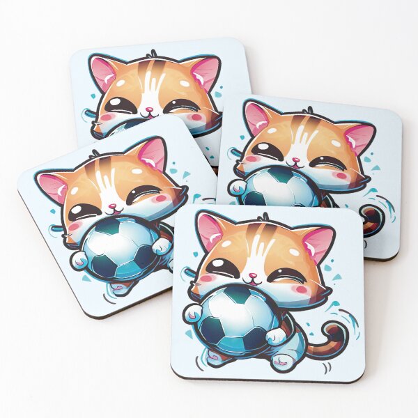 Item preview, Cute Kawaii Cat Holding a Soccer Ball designed and sold by Numero14.