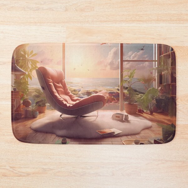 Item preview, Empty interior anime, manga style. Colorful study lo-fi desk. Cozy chill vibe. Autumn, fall with orange colored trees. Rainy days designed and sold by MeatLuvers.